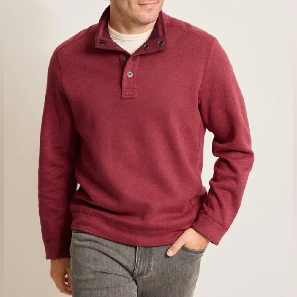 Sonoma Goods for Life 1/4 Button-Up Burgundy Pullover Men’s L